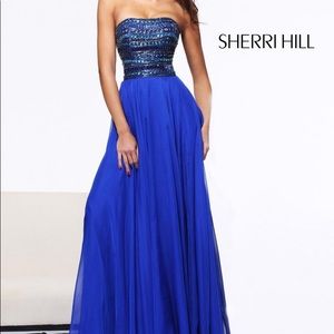 Sherri Hill 1539 Blue Strapless Dress